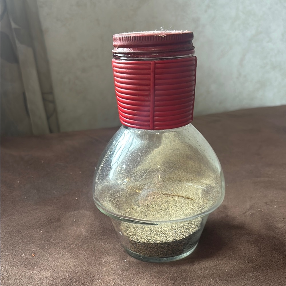 Red Glass Pepper Shaker
